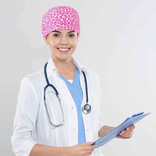 Image of Unittype 4 Pcs Nurse Caps for Women Nursing Working Caps with Button and Sweatband Adjustable Elastic Scrub Hats for Dentist