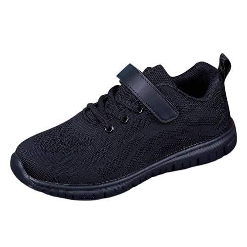 Generisch H & M Online Shop   Zapatillas de deporte para niños, planas, ligeras, antideslizantes, con cordones, para niños y niñas, color sólido, de malla transpirable, para verano, Negro , 33 EU