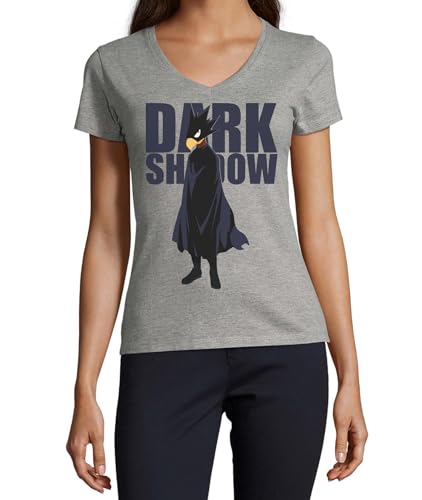 T-shirt col en V Anime 138 femme coton gris anti-déformation