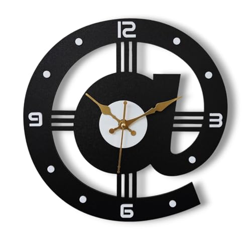 Image of cozyloom Modern Wooden Wall Clock for Living Room Decorative Analog Wall Clock with Wooden Design for Home Office Bedroom Wall Decor (Black, Round Design)