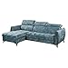 Togo Ecksofa mit Schlaffunktion, Stoffbezug Smoke Blue - Moderne Eckcouch in L-Form mit Bettkasten & verstellbaren Kopfteilen - 260 x 82 (99) х 176 cm (B/H/T)