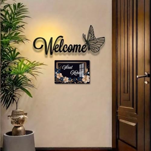 Image of Royal Personalized Door Name Plate for Home Entrance 12x8 inch - Ideal for Home, Office, and Outdoor Entrances || Door name plates - Perfect as a Gift (Rectangle K)