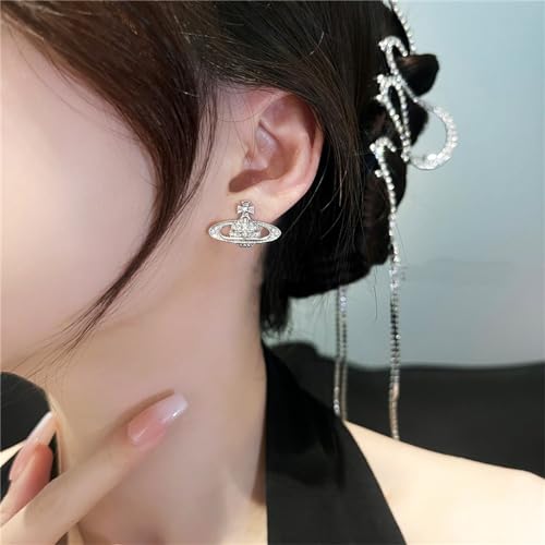 Saturn Earrings for Women Aesthetic Cubic Zircon Silver Saturn Planet Stud Earrings Fashionable Saturn Planet Pendant Earrings Classic Saturn Planet Gold Zircon Inlaid Saturn Earrings Jewelry Gift4