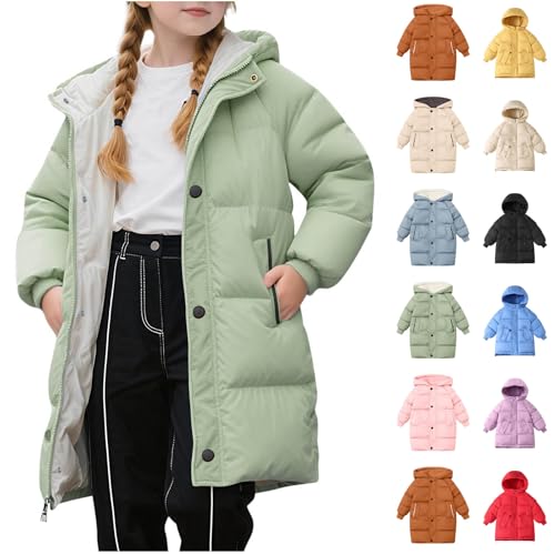 Daunenmantel Mädchen Leichte Steppmantel Kinder Midlang Hoodie...