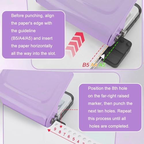 Image of 10-Hole Paper Punch for Spiral Binding, Desktop Lever Hole Punch for Loose-Leaf Paper, Precise & Clean Cuts, Compatible with A4 A5 B5, with 18Pcs 5 Hole Binding Coils