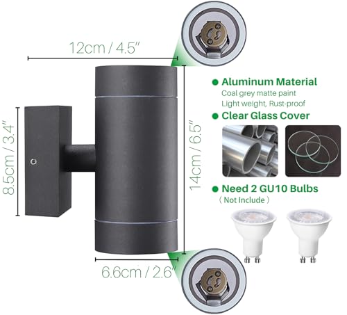 Aplique Exterior GU10 de Aluminio con Iluminación Arriba y Abajo IP65 3