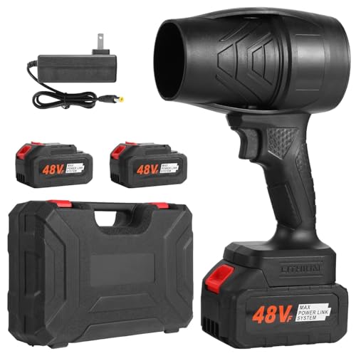 48V Cordless Air Duster Blower with 2 Lithium-Ion Batteries | High-Power Handheld Dust Cleaner for Computer, Car & Home | Portable Electric Blower with Strong Airflow & Rechargeable Battery Pack