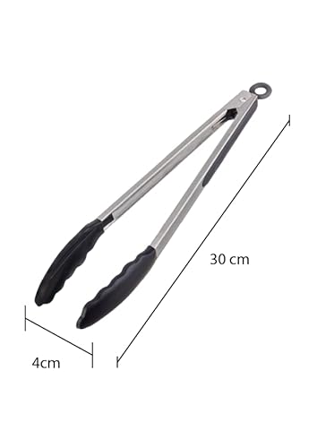 Pegador Inox Com Ponta Em Silicone 30cm Weck Preto