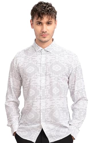 Image of U TURN Men's Cotton Casual /Semi Formal Slim Fit Printed Shirt for Men Stylish Latest