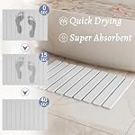 Summer&Kiss Stone Bath Mat, Quick Dry, Super Absorbent, Non Slip, Large Diatomaceous Earth, Off-White, Rectangular (23.5 x 15.4in)