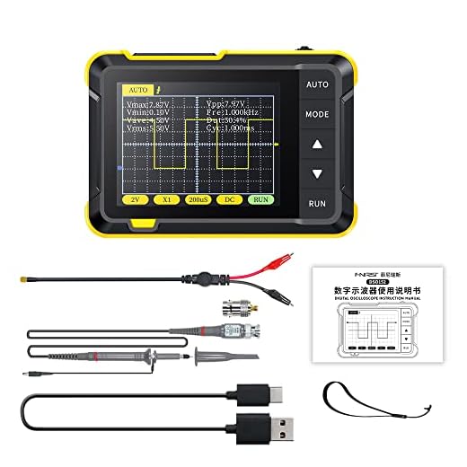 osciloscópio,ERYUE Osciloscópio digital portátil Medição de tensão de 400V portátil Largura de banda de 200KHz 2,5MS/s Taxa de amostragem em tempo real Tela de 2,8 polegadas Instrumento multifuncion