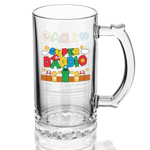 Joymaking Beer Glass Gift for Dad - It’s Not a Dad BOD, Daddy Father Day Gifts, Fathers Day Present, Super Daddio Mug Glass 0.5L
