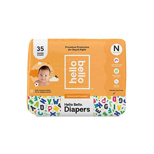 Image of Hello Bello Diapers, Newborn, 35 Count, Alphabet Soup Design