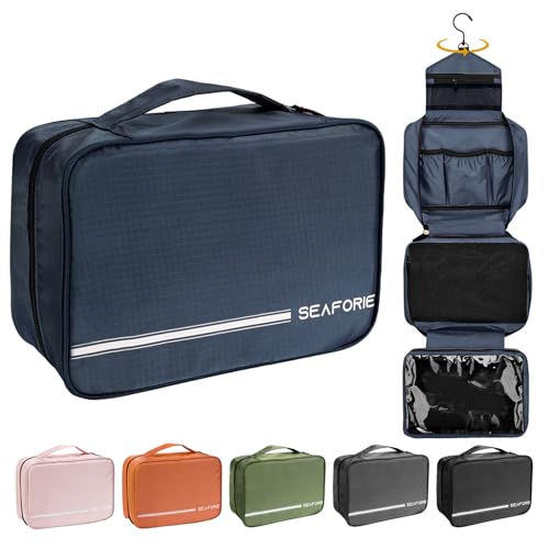 Seaforie Beauty Case da Viaggio, Beauty da Viaggio per Donna Uomo, Grande Borsa da Toilette da Appendere, Portatrucchi da Viaggio Impermeabile 4 in 1