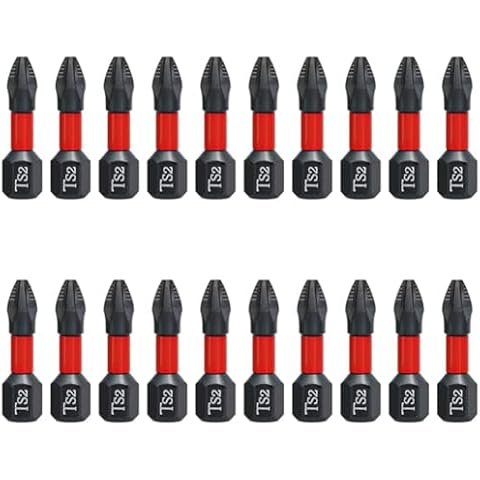 Teocpai 20PCS 25mm Phillips Screwdriver Bits PH2 Magnetic Screwdriver Bit Anti-Slip Phillips #2 Impact Driver Bits 1/4 Inch Hex Shank TS2 Screw Driver Bits Cover