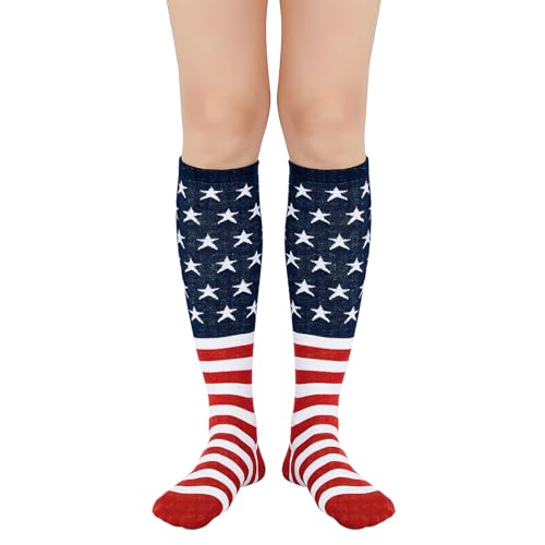 Image of Century Star 2-Pack Long Knee High Socks for Women-Mixed Striped Tube Socks Causal Stockings