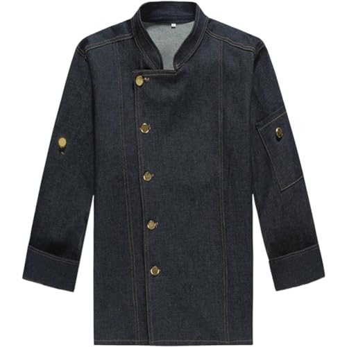 Muteitt Chaqueta De Chef Unisex, Chaqueta Vaquera De Manga Larga para Hombre, Uniforme De Chef para Cocina De Restaurante, Ropa De Trabajo De Cocina