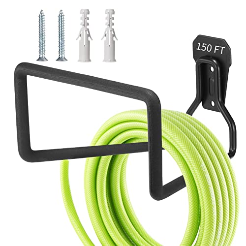 Bakeway Garden Hose Holder Wall Mount - Metal Hose Hanger Water Hose Holders for Outside, Heavy Duty Hose Hook for Garden Hose, Expandable Hose, Hose Reel, Water Hose, Extension Hose (150FT)