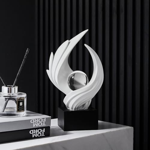Escultura abstracta decorativa de resina y cristal blanco miniatura 2