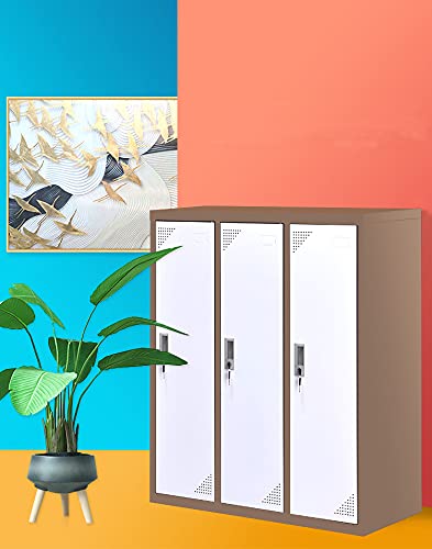 MAYROY Metal Locker Office Storage Locker Home Steel Locker School Storage Organizer, Storage Cabinet for Kids Students Employee (White, W3D)