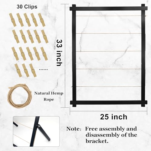 FramePro Freestanding Photo Display Board with Clips, Stable Tabletop Picture Frame Stand Holds 30+ Photos, Graduation Centerpiece Decorations 2026, Wooden Board for Photos, Artworks (Black) by FramePro - Image 3