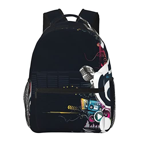 Sac à dos en toile imprimée notes de musique pour aller en cours ou voyager avec son PC