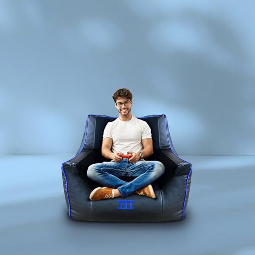 Gaming Bean Bag Chair - Bean Bag Cover, Adults, Water Resistant, Faux Leather, Headphone Holder, Carry Handle, Pocket - Filling Sold Separately - Image 5