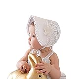 Baby Girl Toddlers Breathable Lacy Bonnet Eyelet Cotton Adjustable Sun Protection Hat (White)