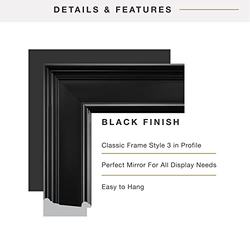 Image of MCS 27x21 Large Wall Mirror, Black & Beveled Mirror, Vertical & Horizontal Wall Hanging Mirror for Bathroom, Bedroom & Livingroom