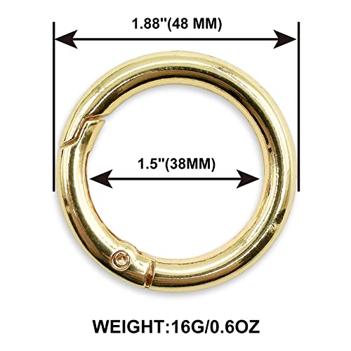 Image of Spring O Rings Keyring Buckle, 8PCS Round Carabiner Snap Clip, Key Ring Clip DIY Accessories for Handbag Key Keychain TXZWJZ, Gold, 1 1 /2''(38 mm)