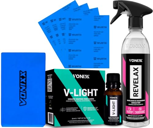 Kit Automotivo Polimento Farol Revelax Lixa Vitrificador V-light Vonixx