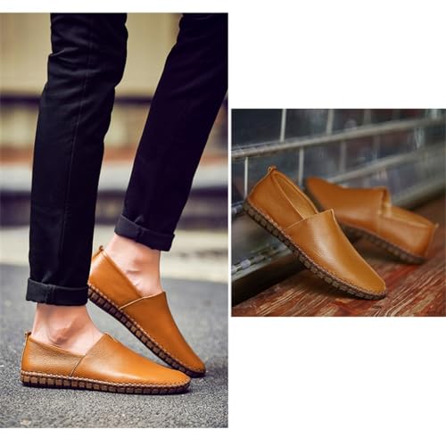 FMURY Leather Mens Loafers Moccasins Soft Leather Slip On Men's Boat Shoe4