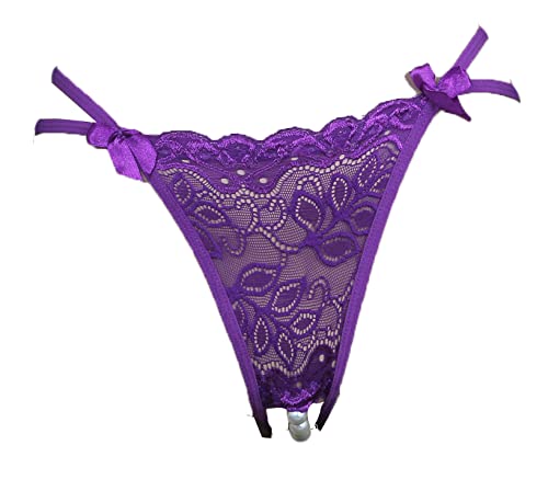 biche Purple Open Crotch Pearl for Feel Textured Transparent Valentine Gift Panty Intimate Wear Romantic Lingerie Honeymoon Surprise Gift for Your GF Girl Friend Wife Lover-picture-38