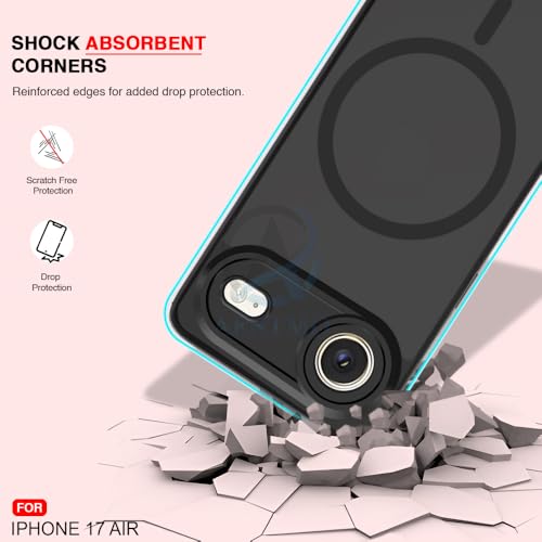 Image of AESTMO iPhone 17 Air Back Cover | 360 Protection | Matte Frosted Hard Back Translucent | Compatible with MagSafe Accessories (MagSafe Matte Hard Black Bumber)