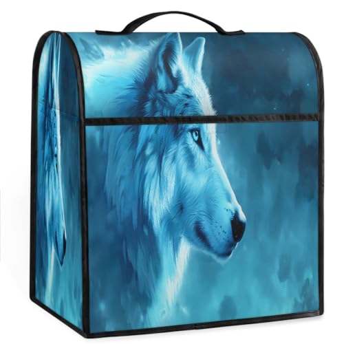 Coffee Maker Cover Animal Wolf Kitchen Appliance Covers Small Appliance Covers Blender Cover Juicer Cover Dust Covers for Kitchen Appliances with Top Handle and Pockets,Washable,C67