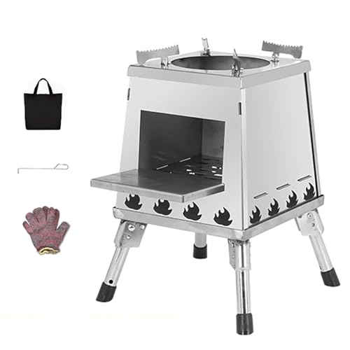 Stufa a legna portatile – Riscaldatore compatto da esterno per cucinare, barbecue, escursionismo, viaggi, picnic – Design efficiente per un uso versatile