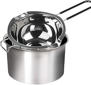 Eduuyvee 2-Pack Stainless Steel Double Boiler, Heat-Resistant Handle for Chocolate, Cheese, Caramel and - Steel Melting Pot, 2 Cup Capacity, Universal Pad