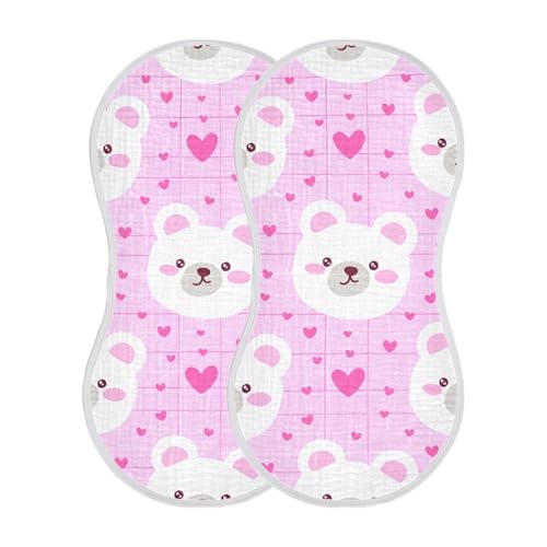 Baby Burp Cloths, Soft Absorbent Burping Cloths for Babies, Cotton Milk Spit Up Rags, Large Size for Newborns, Baby Boys and Girls (Bear Faces Pattern)2