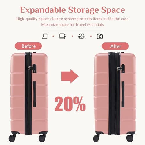Expandable Hard Sided Travel Luggage with 360° Smooth Swivel Casters, TSA-Approved Lock, Retractable Handle, Soft TPU Grip3