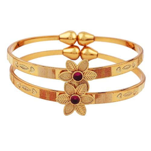 Set Of 2 Traditional 18k Plated Adjustable Bangles