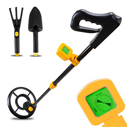 Voilamart Lightweight Metal Detector for Kids Beginners with Waterproof Search Coil and LCD Display (Accessories with Rake Shovel)