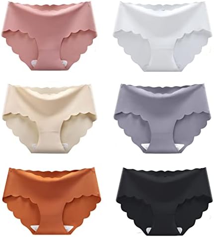 ALOTOU Women's Seamless Hipster No Show Invisible Ice Silk Stretch Underwears 6 Pack Bikini Underwear Panty