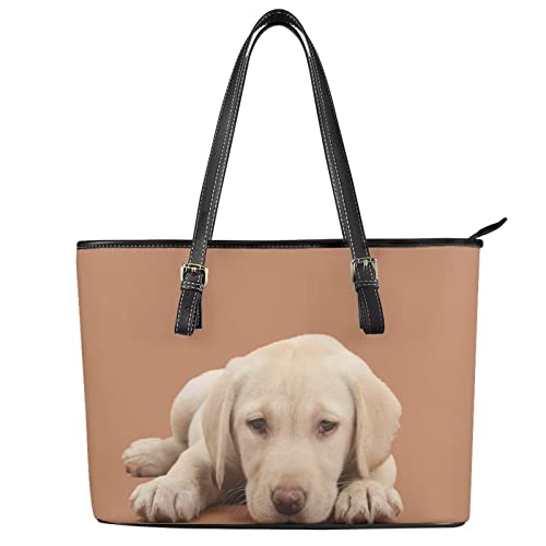 Sac à bandoulière en cuir marron sac fourre-tout portable Golden Retriever