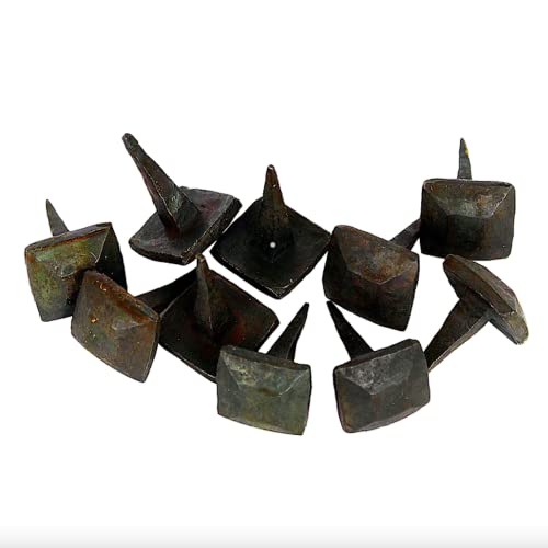 Set de 10 Clavos artesanales de hierro forjado con cabeza cuadrada martillada recubiertos de cera de 1 pulgada miniatura 2