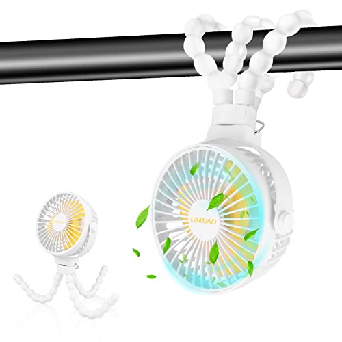 LAMJAD Mini USB Ventilator, Tragbarer Ventilator mit flexiblem Stativ, 360...