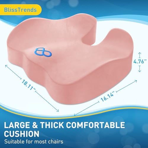 Image of BlissTrends Memory Foam Seat Cushion for Office Chair & Car Seat, Pink