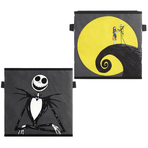 Image of Nightmare Before Christmas Jack and Sally Set of 2 Durable Storage Cubes with Handles, 10 inchx10 inchx10 inch Cubes