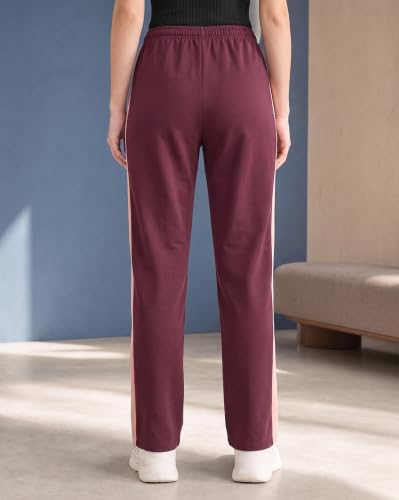 Image of Nobero Joggers for Women | Track Pants for Women | Straight Fit | Elasticated Waist with Drawcord | Soft & Breathable Fabric | Casual Everyday Wear