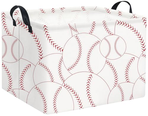 Image of Rectangular Baseball Basket Kids Baby Nursery Storage Basket for Boys Baseball Room Decor Cute Toy Storage Organizer Bins Bedroom(Baseballs)