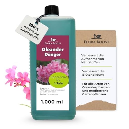 Oleander Dünger flüssig - Oleanderdünger für mediterrane Pflanzen Flora Boost - Einfach in der Anwendung und sehr ergiebig reicht für bis zu 200 Liter Gießwasser (1000 ml)